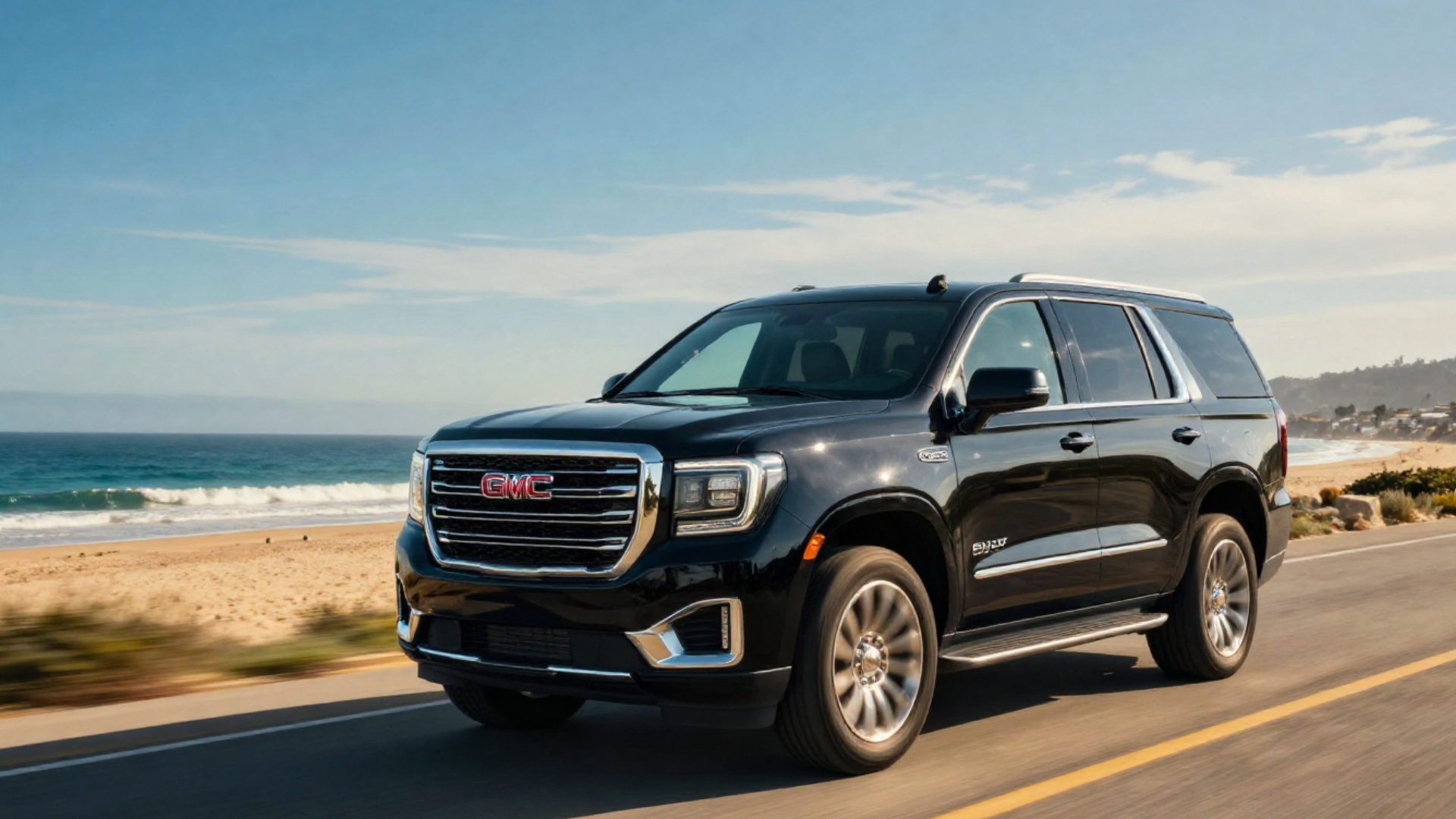 Black GMC Yukon Denali driving the Santa Barbara coast